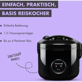 Reishunger Basis Reiskocher 1,2l schwarz mit keramikbeschichtetem Topf