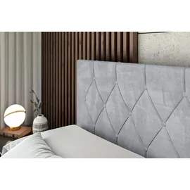 altdecor Boxspringbett VELANTO-BZ KING - 160 x 200 - H3/H4 - Hellgrau