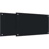 vidaXL Küchenrückwände 2 Stk. Schwarz 70x40 cm Hartglas