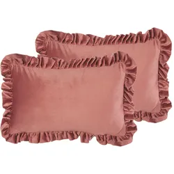 Dekokissen 2er Set KALANCHOE Samtstoff 30 x 50 cm Rosa Ohne Muster
