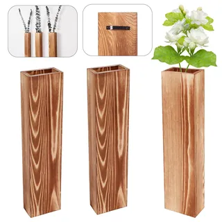 Konesky Wand Pflanzgefäße aus Holz, Wandvase für den Innenbereich, Wandbehang Blumenvase für Trockenblumen, Hängende Holz Wandvase für Wohnzimmer, Schlafzimmer, Heimdekoration