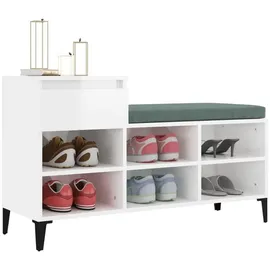 vidaXL Schuhregal 102 x 36 x 60 cm hochglänzend weiß / weiß
