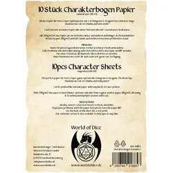 Charakterbogen Papier - Variante 1 (10 Blätter)