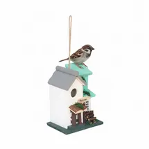 Relaxdays Vogelhaus im Landhausstil Weiß,Türkis,Grau