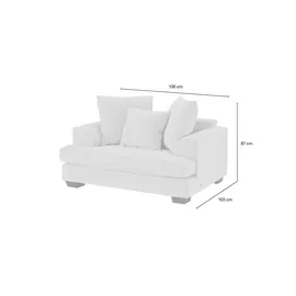 Soho Sessel Franka Flachgewebe 136 x 87 x 103 cm Weiß mit Kissen