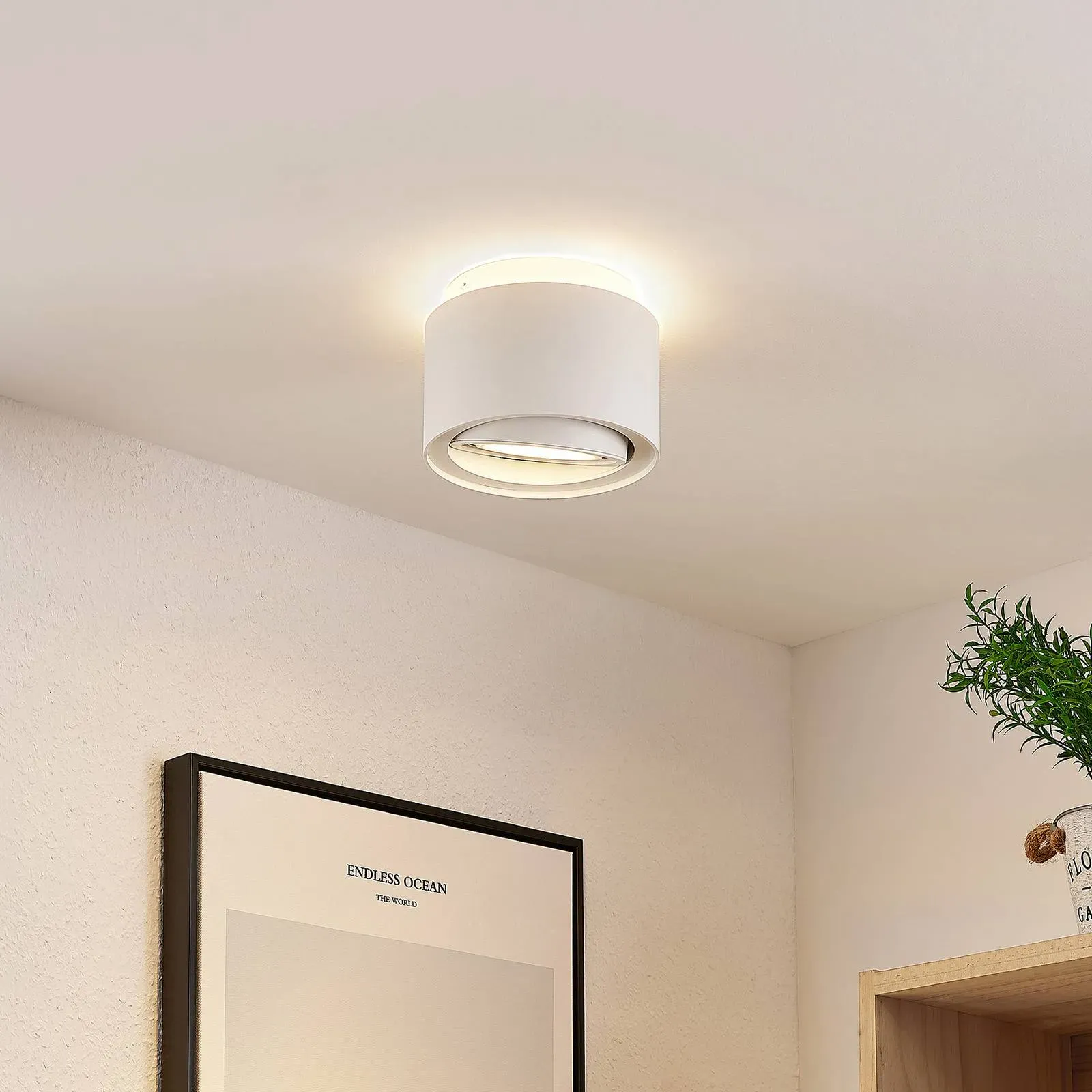 Deckenlampe Walisa Arcchio, dimmbar, weiß / opal, für Wohn- / Esszimmer, Aluminium, Modern, Deckenlampe - 15.5 cm - 15.5 cm - 11.9 cm