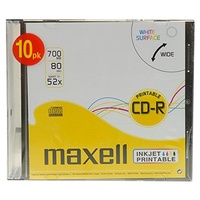 Maxell CD-R 80XL druckbar, Slimline, 700MB CD-R 700MB 10~ CD-RW (Slimline, 700MB, CD-R, 700MB, 10 ÷ 120 mm, 80 min)