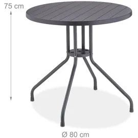Relaxdays Gartentisch Ø 80 x 75 cm grau