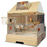 XYUERU Vogelkäfig mit Panoramablick, Voliere for kleine bis mittelgroße Vögel, Vogelkäfig mit leicht zu reinigender Ablage for Sittiche, Nymphensittiche, Wellensittiche(60 * 50 * 40cm)
