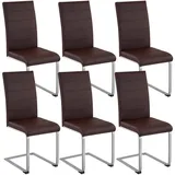 Tectake tectake® Schwingstühle Kunstleder 6er Set Schwingstuhl, gepolstert mit Kunstlederbezug, flaches Stahlgestell in C-Form, 41 x 52 x 99 cm