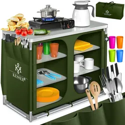 KESSER® Campingschrank, Campingküche mit Aluminiumgestell,  inkl.Tragetasche ,  Kocherschrank für Camping , Campingmöbel , Outdoor