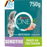 PURINA ONE BIFENSIS Sensitive Katzenfutter Trocken, Reich an Truthahn, 6Er Pack