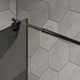 Bernstein Duschabtrennung Walk-In Nano Echtglas EX101 Schwarz graues Glas Milchglas-Muster Wave 110cm