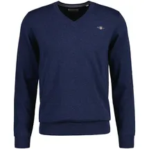 GANT Classic Cotton Pullover Mit V-ausschnitt Dark Jeansblue Melange XL