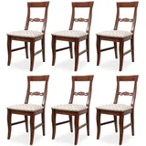 Casa Padrino Biedermeier Esszimmer Stuhl 6er Set Bronze / Weiß / Dunkelbraun 43 x 52 x H. 96 cm - Massivholz Küchen Stühle - Massivholz Esszimmer Möbel - Biedermeier Esszimmer Möbel