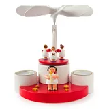 Teelichtpyramide mit Engeln Tischpyramide H 19cm rot weiß Erzgebirge