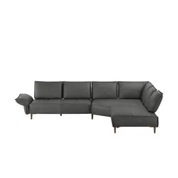 W.SCHILLIG Ecksofa aus Echtleder ¦ grau ¦ Maße (cm): B: 341 H: 84 T: 272