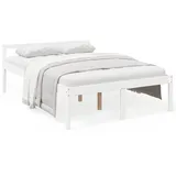 vidaXL Seniorenbett Weiß 135x190 cm Massivholz Kiefer