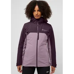3-in-1-Funktionsjacke JACK WOLFSKIN "HUNBERG 3IN1 JKT W", Damen, Gr. XS, lila (wild, blossom), Hauptmaterial: 100% Polyester (recycled); Kontrast: 100% Polyester (recycled); Futter: 100% Polyester (recycled); Innenmaterial: 100% Polyester (recycled); Füllung: 100% Polyester (recycled), Jacken