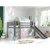 Vipack:Spielbett Pino mit Rutsche+Textilset+Tunnel -Jugend/Kinderbett Hochbett