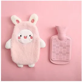 luxuskollektion Wärmflasche 0.5 Liter Abnehmbarer Bezug Kinder Hase-Rosa Warmflasche