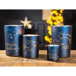 Windlicht Erinnerungen dunkelblau 8cm