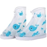 ACMEDE Regenüberschuhe Wasserdicht Überschuhe Wiederverwendbar rutschfester Schuhüberzieher,Optimal vor Regen,Schnee und Matsch geschützt für Unisex-Kinder (L, Blauwal) - L