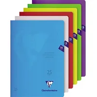 Clairefontaine Schulheft Lin 25, A4, 16 Blatt, fester, transparenter PP-Einband
