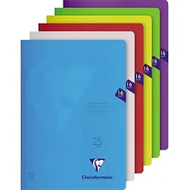 Clairefontaine Schulheft Lin 25, A4, 16 Blatt, fester, transparenter PP-Einband