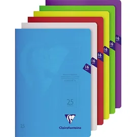 Clairefontaine Schulheft Lin 25, A4, 16 Blatt, fester, transparenter PP-Einband