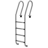 Tiefbeckenleiter Mixto V2A Edelstahl - 4-stufig für Schwimmbecken - Poolleiter für Pools bis 1,50m Tiefe - Hochglanzpoliert - Inkl. Einbauhülsen