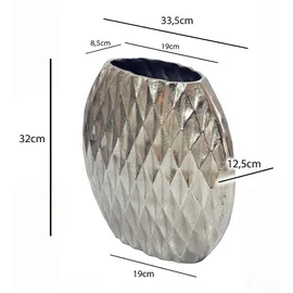 FineBuy FineBuy, Vase Vase Tischvase 33,5cm Aluminium Design Alu Blumenvase Wohndeko Rund Handmade