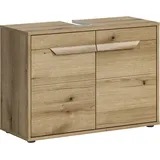 welltime Waschbeckenunterschrank »Kayu, Breite 84 cm, 2 Türen, 1 Einlegeboden«, einzigartiges Griffdesign, Badschrank, Bad-Möbel, Badezimmer, Bad,