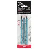 Mont Marte Mont-Marte Kohlestifte Woodless Charcoal, Zeichenkohle, weich, medium und hart, 3 Stück