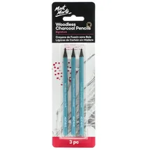 Mont Marte Mont-Marte Kohlestifte Woodless Charcoal, Zeichenkohle, weich, medium und hart, 3 Stück