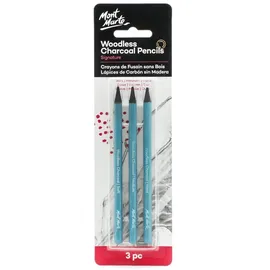 Mont Marte Mont-Marte Kohlestifte Woodless Charcoal, Zeichenkohle, weich, medium und hart, 3 Stück