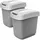 2friends Mülleimer 15L mit Deckel, 2er Set – Geruchsdichter Abfalleimer aus Kunststoff, Müllbeutelhalterung, Ideal für Küche, Bad & Büro, - Grau