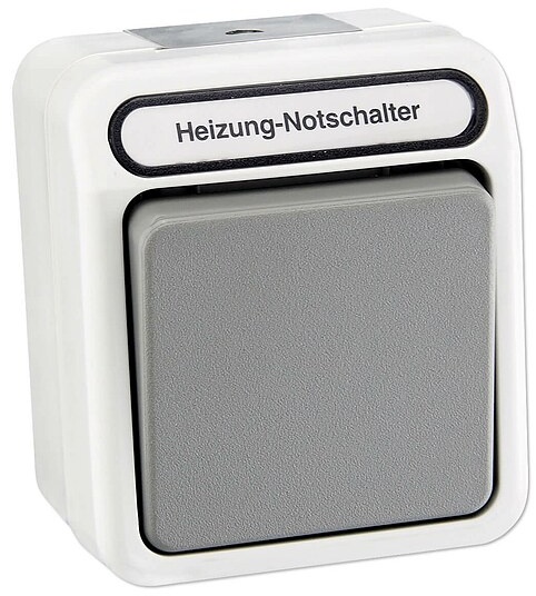 Merten Heizung-Notschalter Aufputz - Aus/Wechsel - 1-polig - mit Kontrolllampe - IP 44 - lichtgrau - MEG3448-8029