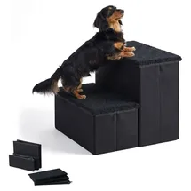 Relaxdays Hundetreppe Faltbar Schwarz 2 Stufen 40 cm x 35 cm x 32 cm