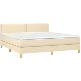 vidaXL Boxspringbett mit Matratze & LED Creme 180x200 cm Stoff