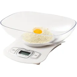 Adler Elektronische Küchenwaage AD 3137 weiß 1,5L Rührschüssel 5 kg LCD Anzeige groß