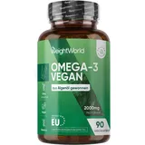 Omega 3 Vegan - 90 Weich-Kapseln - 2000 Mg Omega 3 Algenöl Liefern 600 Mg DHA &