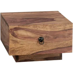 KADIMA DESIGN Design Nachttisch MUMBAI Massiv-Holz Sheesham 40x40x25 cm, Moderne Nacht-Kommode mit Schublade, Nachtschrank Natur-Holz
