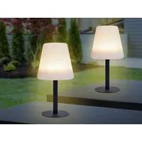 MeineWunschleuchte Outdoor Solar LED Tischleuchten 2er SET Schwarz Weiß