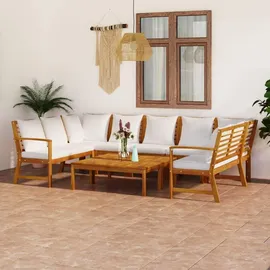vidaXL Garten-Lounge-Set 9-tlg. Creme Akazie