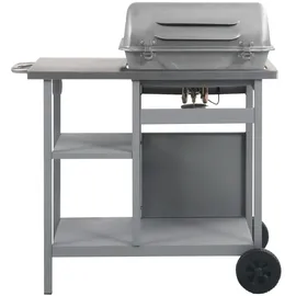 vidaXL Gasgrill mit Beistelltisch auf 3 Ebenen silber 47393