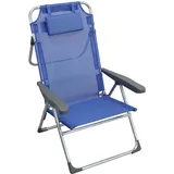 Klappbare Strandliege Blau Mit Armlehne Und Kopfstützenkissen Mod. Bibione