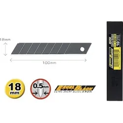 Messerklinge, Cuttermesserklinge ultrascharf Excel Black, OLFA LBB 50 Stück  18mm für Pappe, Leder, Tapete, Folie und Trockenbau