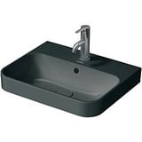 Duravit Happy D.2 Plus Aufsatzbecken 50 x 40 cm, geschliffen, 1 Hahnloch, mit Überlauf, Hahnlochbank, anthrazit matt WonderGliss