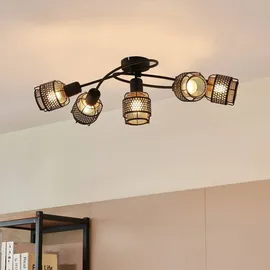 LINDBY Eudoria Deckenlampe 5-flammig schwarz/gold - Schwarz